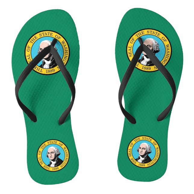 Adult Slim Straps mit Flag Washington, USA Flip Flops (Fußbett)
