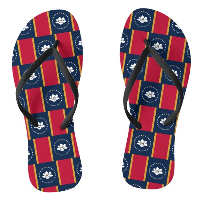 Adult Slim Straps with Flag of Mississippi, USA Flip Flops (Fußbett)