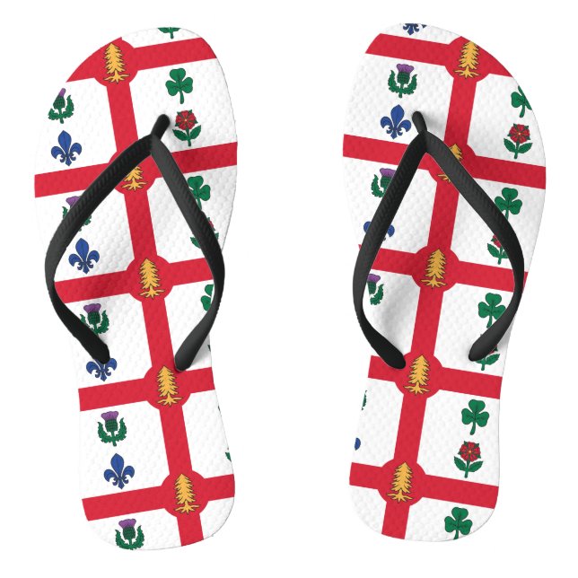 Adult Slim Straps with Flag of Montreal Flip Flops (Fußbett)