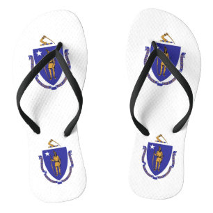 Adult Slim Straps with Flag von Massachusetts, USA Flip Flops