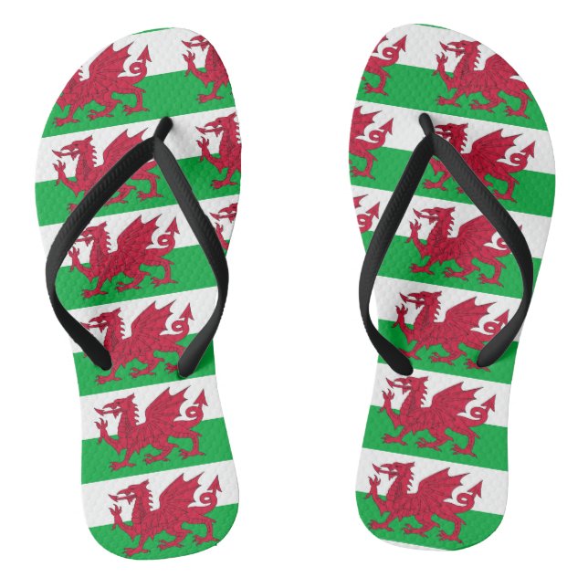 Adult Slim Straps with Flag Wales, Vereinigtes Kön Flip Flops (Fußbett)