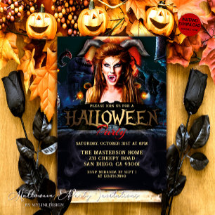 Adult Spooky Devil Halloween-Party Einladung