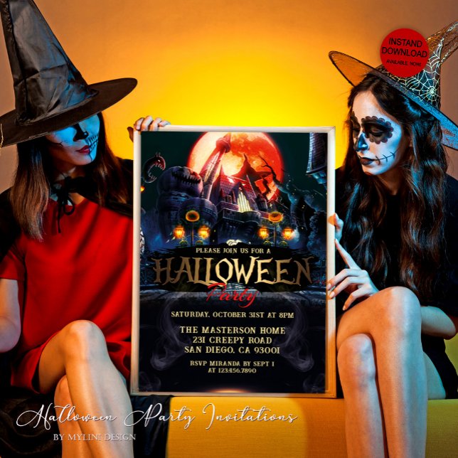 Adult Spooky Hunted House Halloween-Party Einladung (Von Creator hochgeladen)