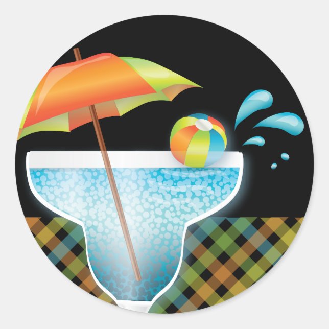 Adult Style Pool Party Summer Cocktail Sticker (Vorderseite)