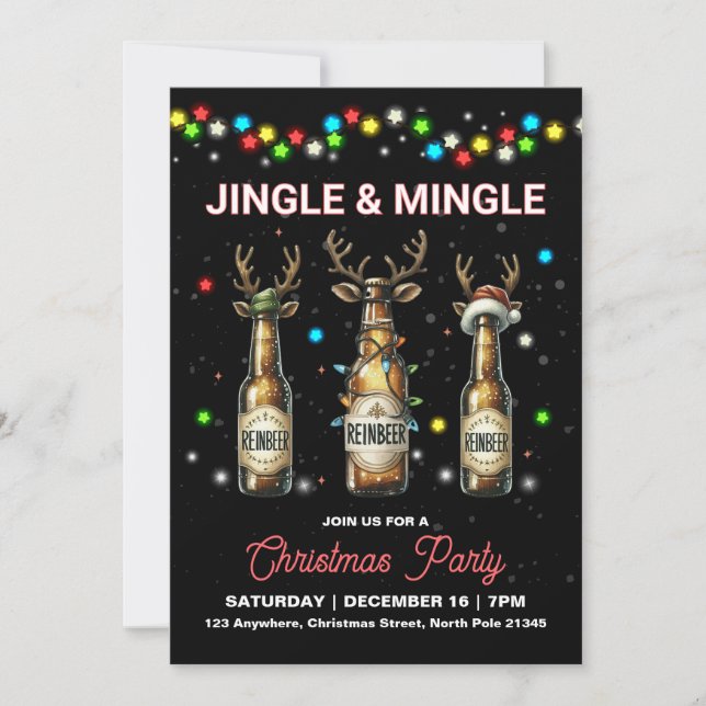 Adult Weihnachts-Party Jingle Mingle Einladung (Vorderseite)