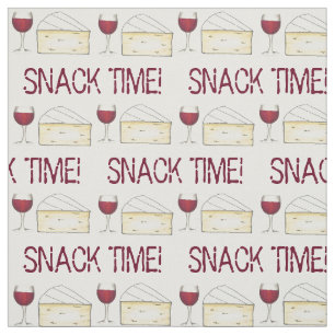 Adulte Snack Time Red Wine und Brie Cheese Fabric Stoff