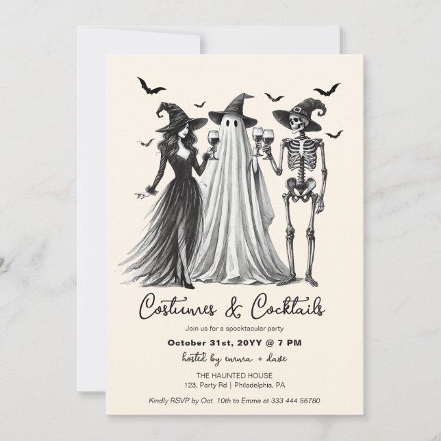 Adultes Halloween-Party Kostüme und Cocktails Ankündigung (Vorderseite)