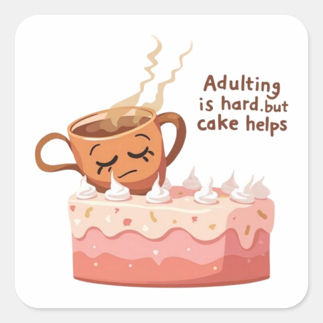 Adulting Is Hard Cake Sticker - Funny Millennial (Vorderseite)