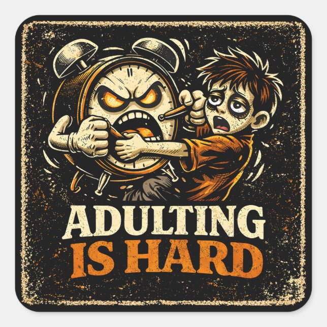 Adulting Is Hard – Millennial Life Humor Relatable Quadratischer Aufkleber (Vorderseite)
