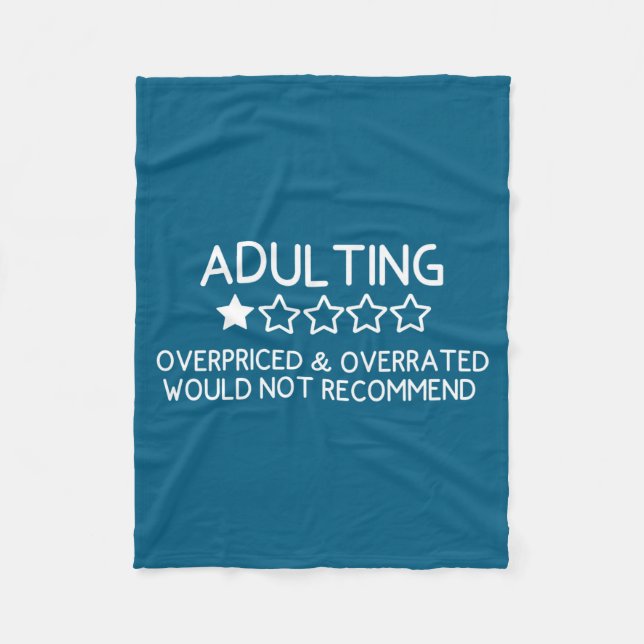 Adulting Shirt Funny Adul 1 Star Review  Fleecedecke (Vorderseite)