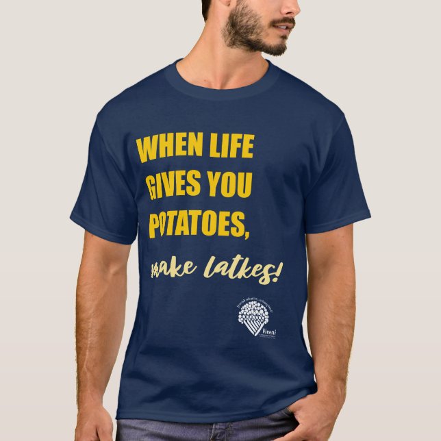 Adults' Hanukkah Shirt - "Make latkes" (Vorderseite)