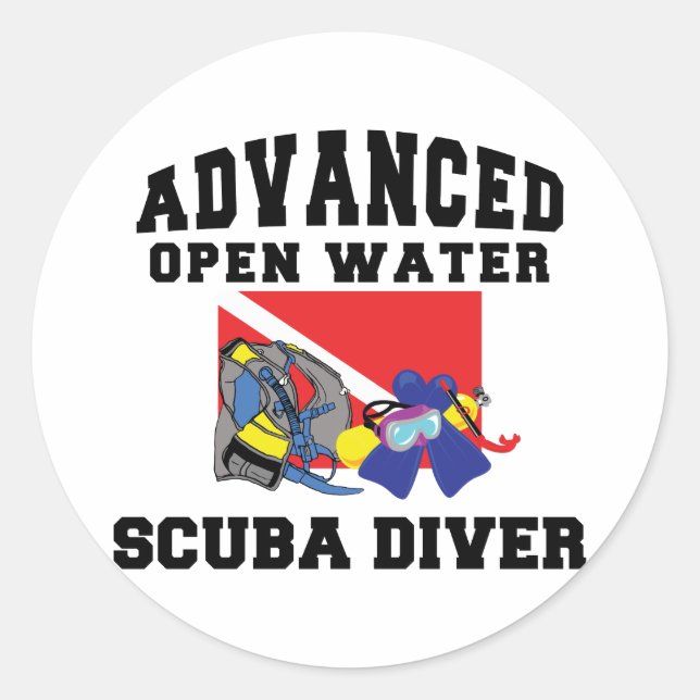 Advanced Open Water SCUBA Diver Runder Aufkleber (Vorderseite)