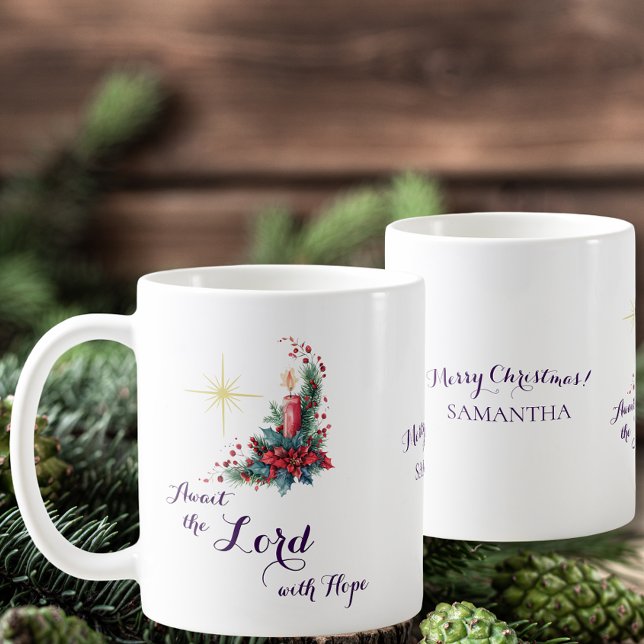 Advent Await the Lord with Hope Christmas Star Kaffeetasse (Advent Await the Lord with Hope Christmas Star Coffee Mug Religious Christmas Christian Catholic)