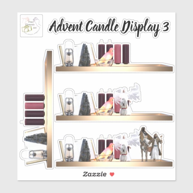 Advent Candle Display 3 Wechselbare Vinyl Stickers Aufkleber (Blatt)