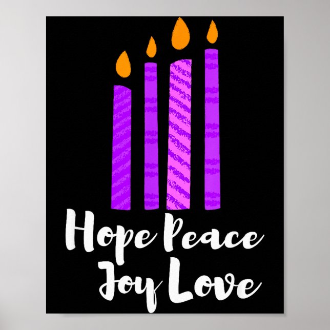 Advent Evergreen Wreath Candles Hope Peace Joy Lov Poster (Vorne)