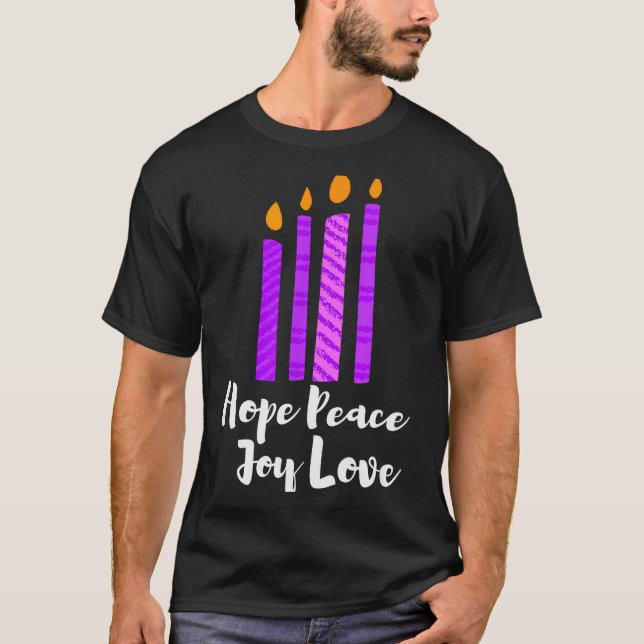 Advent Evergreen Wreath Candles Hope Peace Joy Lov T-Shirt (Vorderseite)