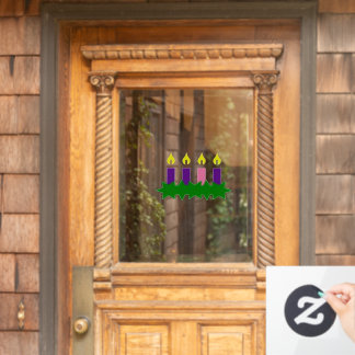 Advent-Kranz und separates Flammenfenster Fensteraufkleber