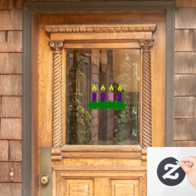 Advent-Kranz und separates Flammenfenster Fensteraufkleber (Haustür)