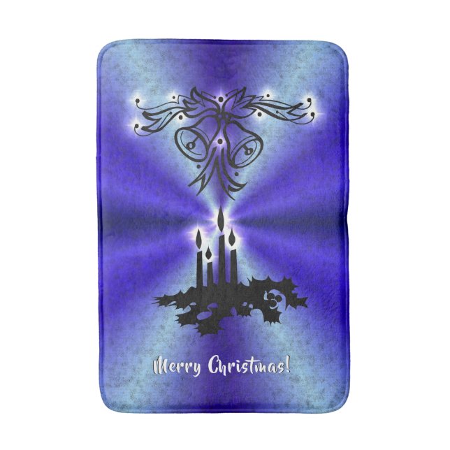 Advent, Weihnachten Artdeco auf Blue Green Rainbow Badematte (Vorderseite Vertikal)