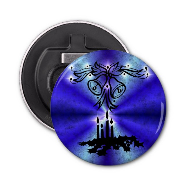 Advent, Weihnachten Artdeco auf Blue Green Rainbow Flaschenöffner (Vorderseite)