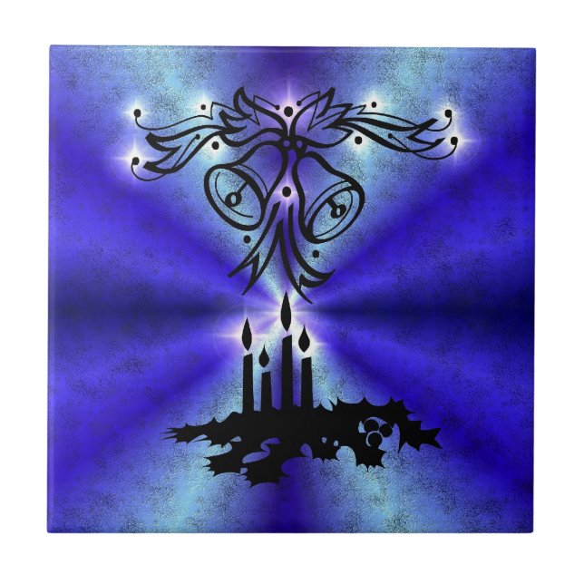 Advent, Weihnachten Artdeco auf Blue Green Rainbow Fliese (Vorderseite)