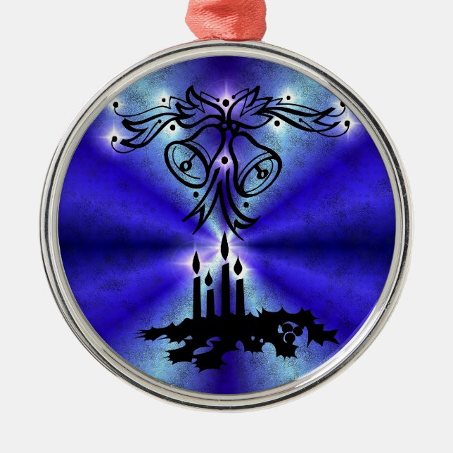 Advent, Weihnachten Artdeco auf Blue Green Rainbow Ornament Aus Metall (Vorne)