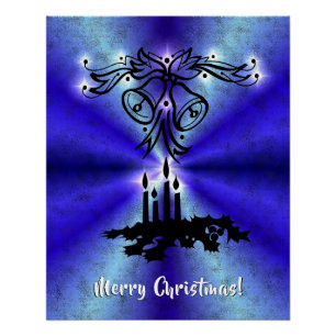 Advent, Weihnachten Artdeco auf Blue Green Rainbow Poster