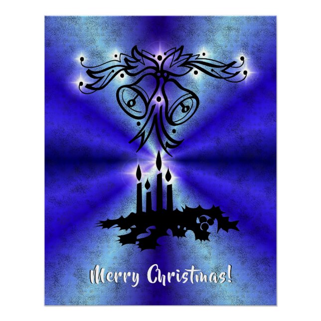Advent, Weihnachten Artdeco auf Blue Green Rainbow Poster (Vorderseite)