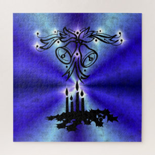 Advent, Weihnachten Artdeco auf Blue Green Rainbow Puzzle