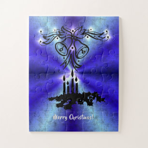 Advent, Weihnachten Artdeco auf Blue Green Rainbow Puzzle