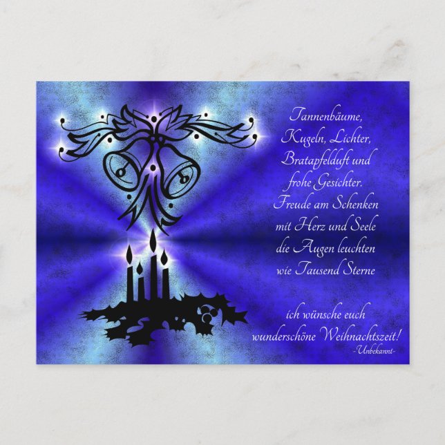 Advent, Weihnachten , Gedicht auf Deutsch (Vorderseite)