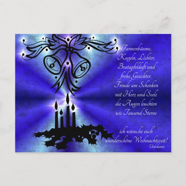 Advent, Weihnachten , Gedicht auf Deutsch Postkarte (Vorderseite)
