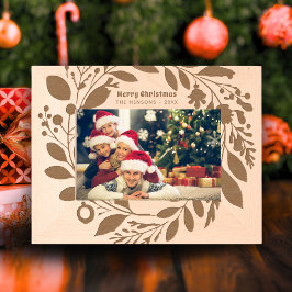 Advent Wreath Foliage Frohe Weihnachtsfamilie Geätzte Rahmen