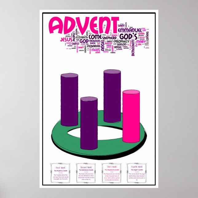 Advent Wreath Poster: Vorbereiten für Weihnachten Poster (Vorne)