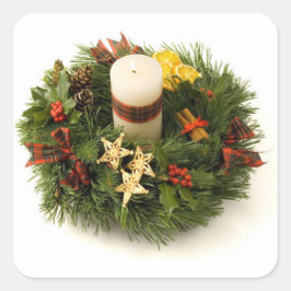 Advent Wreath Quadratischer Aufkleber