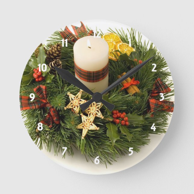 Advent Wreath Runde Wanduhr (Vorderseite)