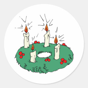 Advent Wreath Runder Aufkleber