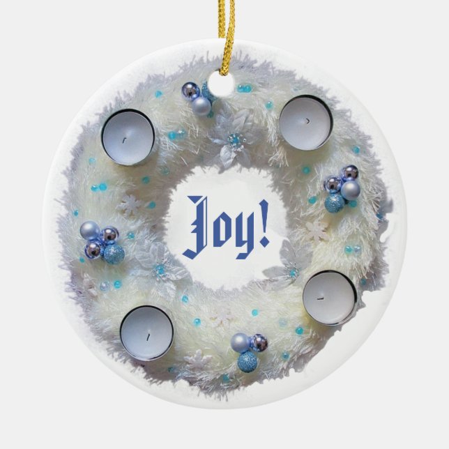 Advent Wreath Silver und Blau Keramik Ornament (Vorne)