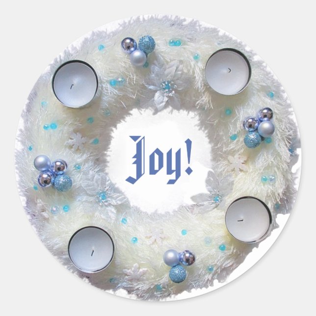 Advent Wreath Silver und Blue Classic Round Sticke Runder Aufkleber (Vorderseite)