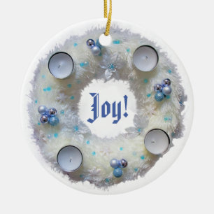 Advent Wreath Silver und Blue Keramik Ornament
