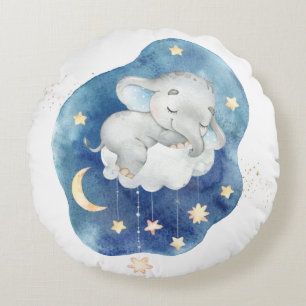 AdventsBaby Elephant Stars Junge Kinderzimmer Rundes Kissen