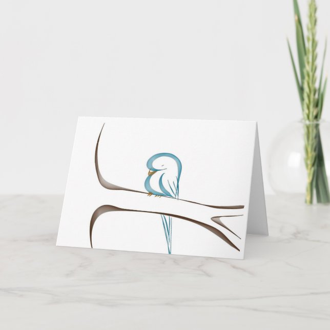 Adventsblauer Vogel auf einem Ast Karte (Vorderseite)