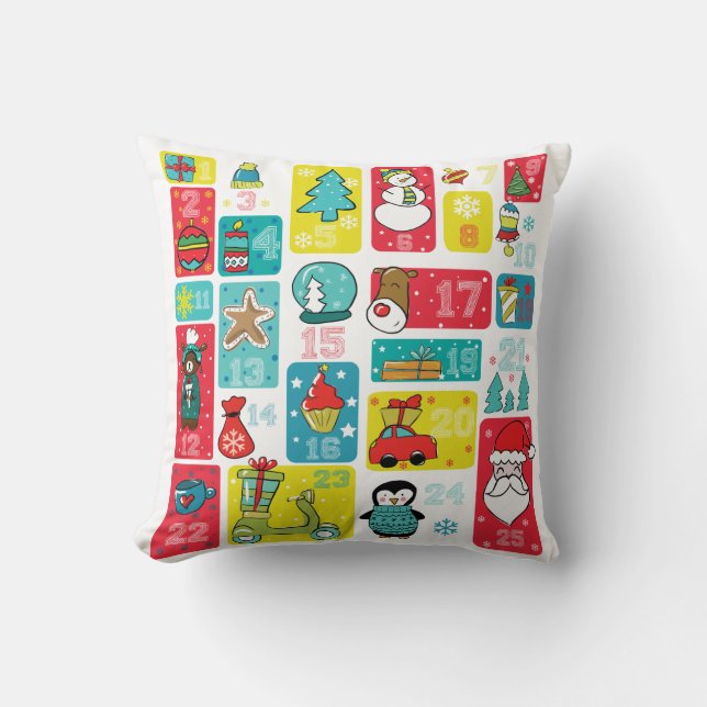 Adventskalender Handgemalt Moderne Kissen (Vorderseite)