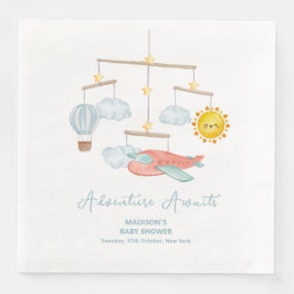 Adventure Airplane Hot Air Balloon Baby Shower  Serviette