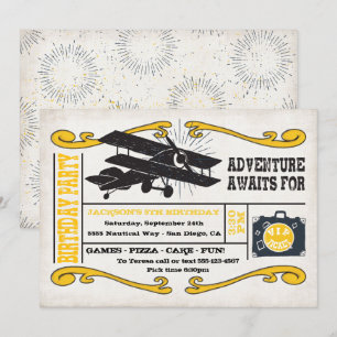 Adventure Airplane Ticket Geburtstagsparty Einladung