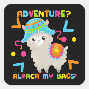 Adventure Alpaca My Bags Niedlich Funny Quadratischer Aufkleber