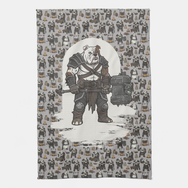 adventure American Bulldog gladiator dog Geschirrtuch (Vertikal)