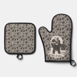 adventure American Bulldog gladiator dog Ofenhandschuh & Topflappen-Set