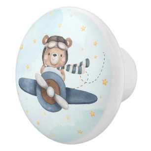 Adventure Aviation Niedlich Bear Blue Flugzeug Keramikknauf