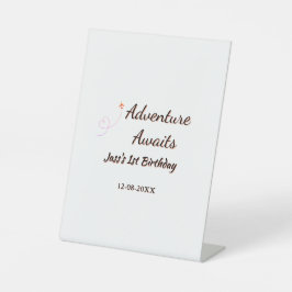 Adventure awaits 1st birthday name date planeretro sockelschild